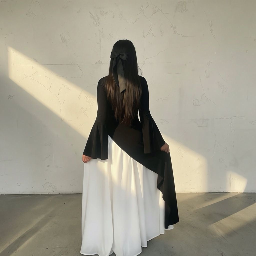 Elegant Draped Modest Maxi Dress Behind