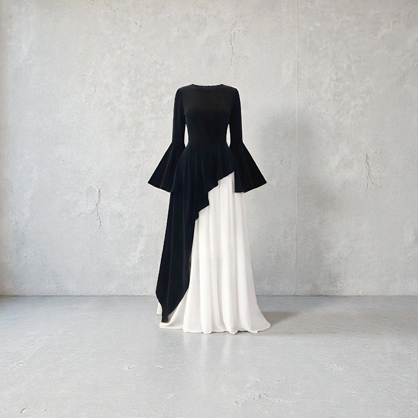 Elegant Draped Modest Maxi Dress Silhouette