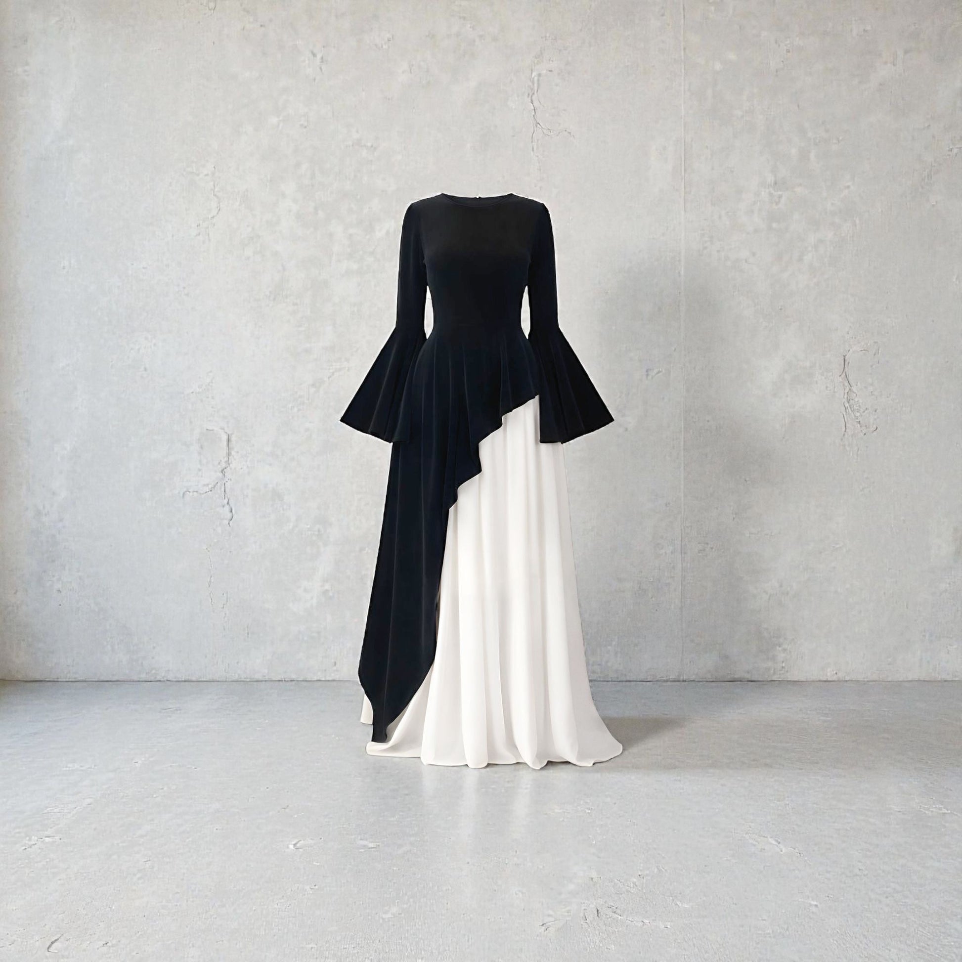 Elegant Draped Modest Maxi Dress Silhouette