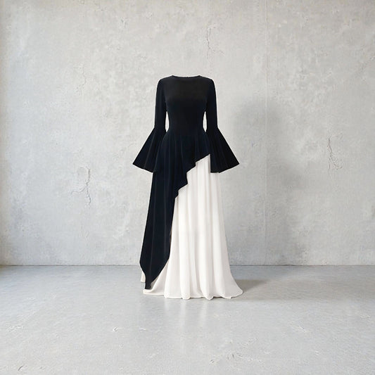 Elegant Draped Modest Maxi Dress Silhouette